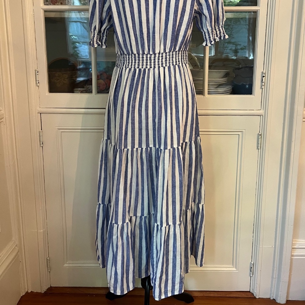 Blue and White Striped Maxi Dress - Picture 11 of 14